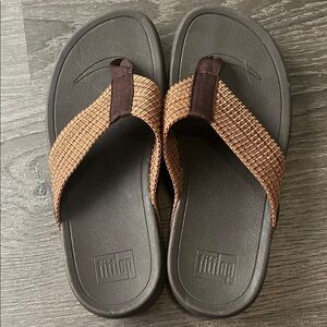 FitFlop Tan and Black Flip Flops